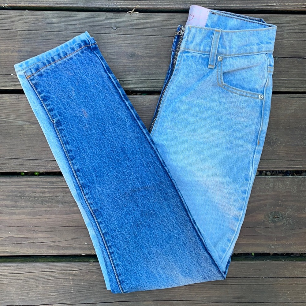 REVICE Yin Yang Two-Tone Cropped Jeans